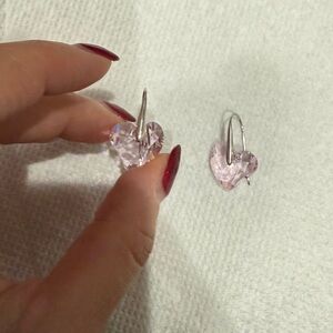 Swarovski Elegant Pink Heart and silver Earrings